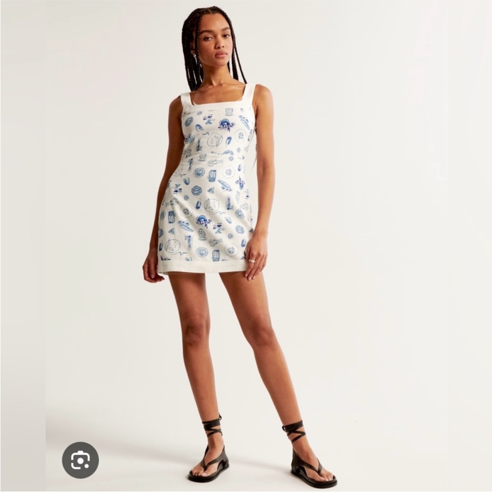 Brand New Abercrombie Fitch Linen-Blend Wide Strap Mini Dress